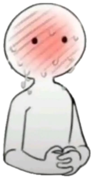 Cartoon round figure with a fully red flushed head and text 'me :' above it sticker