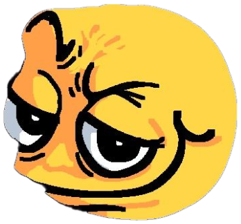 Cursed yellow emoji giving a heavy raised-eyebrow side-eye of suspicion sticker