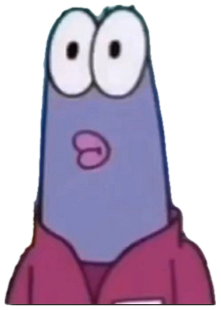 Wide-eyed cartoon Patrick giving a blank stare captioned 'Girl i-' sticker