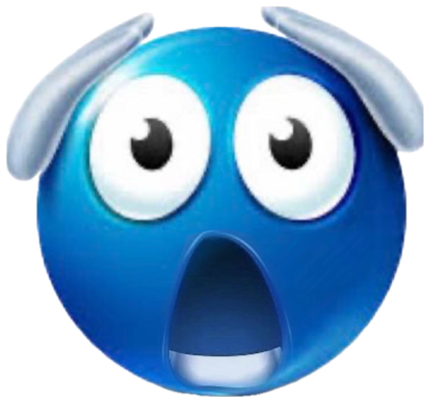 Blue emoji face with bulging eyes and a gaping mouth mid-scream sticker
