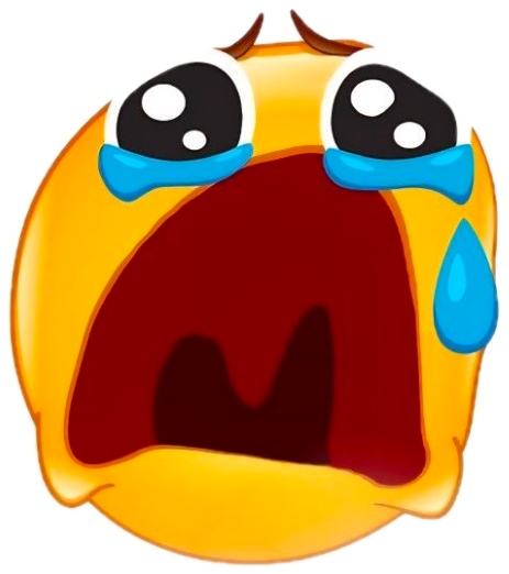Crying emoji going full meltdown with hands raised in the air sticker