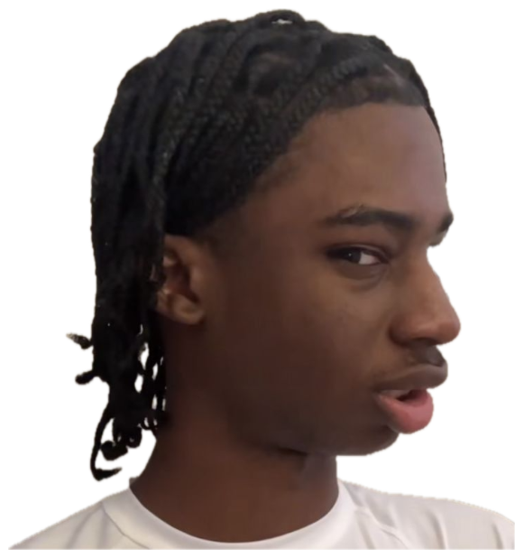 Teen with braids glancing sideways with a skeptical, unbothered look sticker