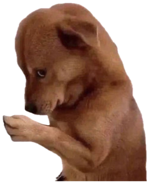 Dog standing up against a door frame with its face hidden, looking sheepishly ashamed sticker