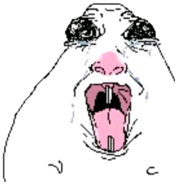 Crudely drawn Wojak face screaming and crying with mouth wide open and eyes streaming sticker