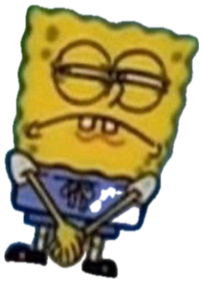 SpongeBob standing with arms crossed and droopy eyes, thoroughly fed up sticker