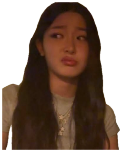 Girl in a dim room with a wobbly pout, right on the verge of tears sticker