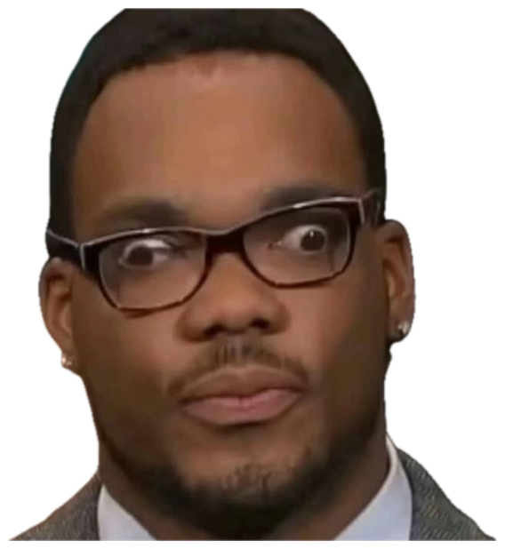 Man in glasses cutting his eyes to the side with a wary, judgmental side-eye sticker