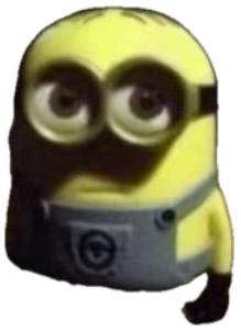 Lone Minion standing in dark woods at night looking small and uneasy sticker