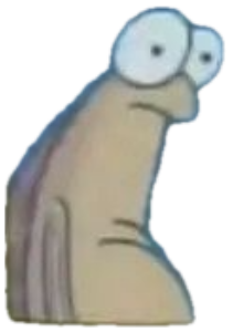 SpongeBob background fish character peeking around a curtain with a frozen blank stare sticker