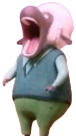 Claymation sheep at a microphone belting it out with its mouth flung wide open sticker