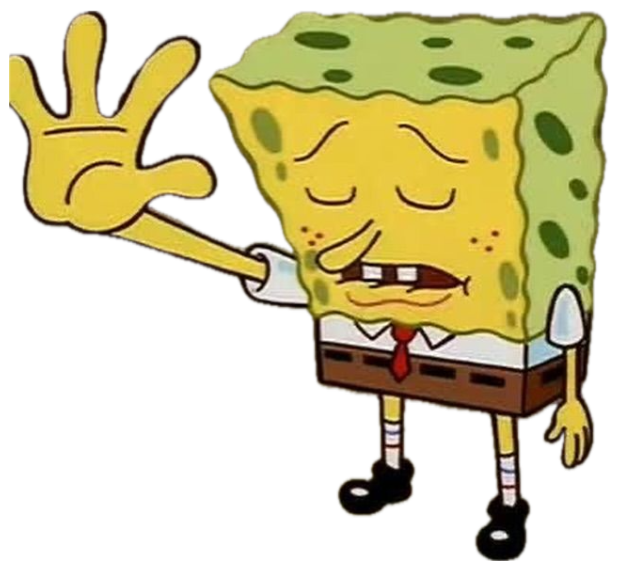 SpongeBob holding up a dismissive hand with his eyes smugly closed sticker