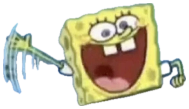 SpongeBob popping up over a ledge grinning and waving excitedly sticker