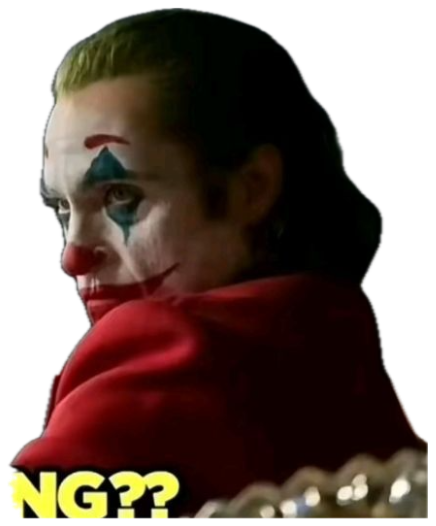 Joker looking back with zero amusement while the caption asks if he's laughing sticker