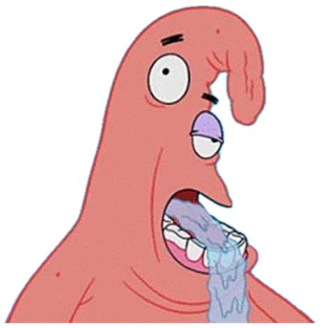 Patrick Star with a bewildered look, mouth open and drooling sticker