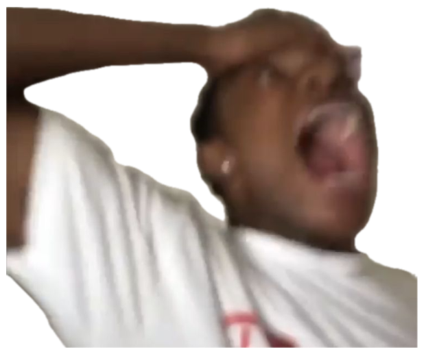 Man in a white shirt clutching his head and screaming his lungs out sticker