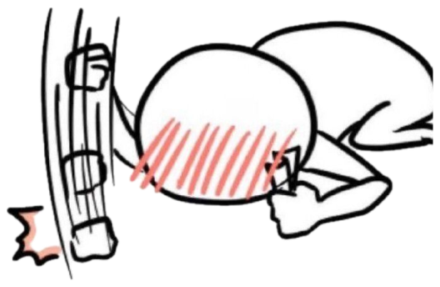 Cute chibi anime-style drawing of a character bowing in delight surrounded by red hearts sticker