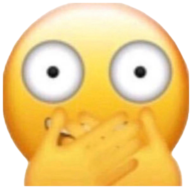 Yellow emoji with huge bulging eyes and hands clasped over its mouth in shock sticker