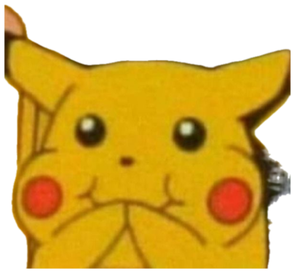 Surprised Pikachu with a wide-eyed, open-mouthed shocked stare sticker