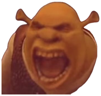 Shrek absolutely losing it with a full-tilt open-mouth roar sticker