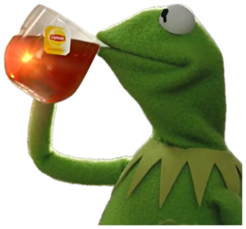 Kermit the Frog sipping Lipton tea with serene side-eye energy sticker