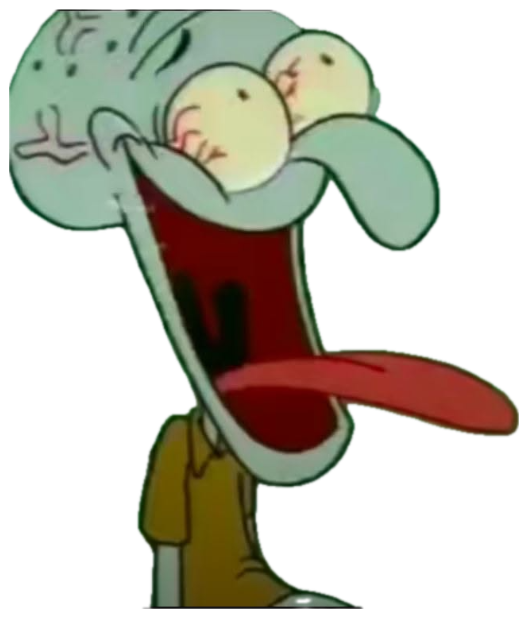 Squidward throwing his head back in a wide, mocking open-mouthed laugh sticker
