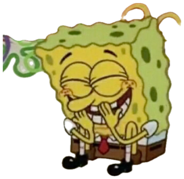 SpongeBob laughing maniacally with hands on cheeks surrounded by confetti sticker