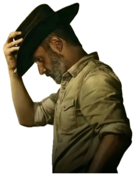 Walking Dead poster parody titled 'The Walking Larp' with a brooding man in a cowboy hat sticker