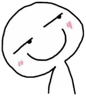 Hand-drawn blushing face with a sly, smug smirk sticker