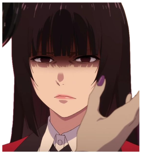 Dark-haired anime girl staring down with a flat, unimpressed glare sticker