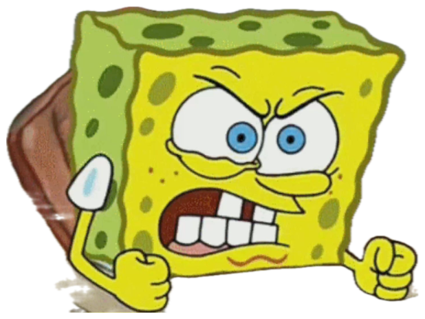 SpongeBob clenching his fists and screaming with furious squinted eyes sticker