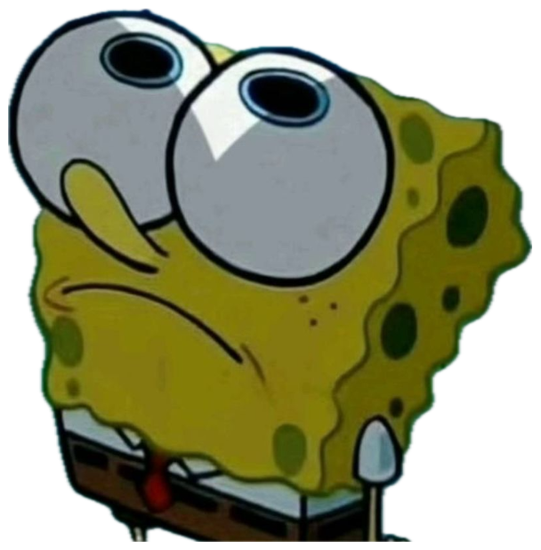 SpongeBob with enormous wobbling eyes looking confused and deeply stressed sticker
