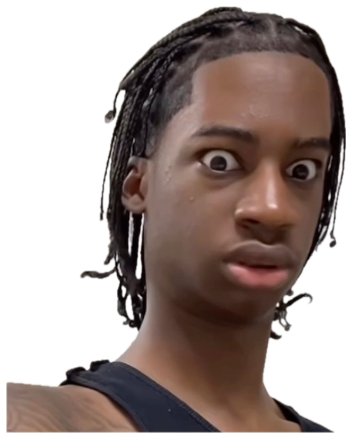 Young guy with braids and bulging wide eyes in total disbelief sticker