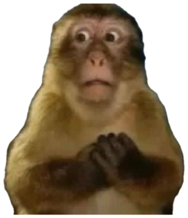 Wide-eyed monkey clutching its paws with a startled, horrified stare sticker