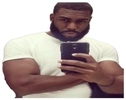 Buff guy taking a bathroom mirror selfie with a flat unimpressed stare, 'My reaction to that information :' sticker