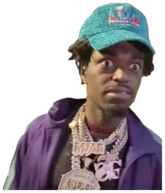 Guy in a Super Bowl cap and iced-out chains looking absolutely shook sticker