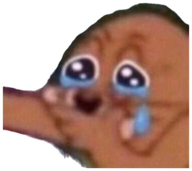 Blurry cartoon character with huge glossy eyes welling up with tears sticker