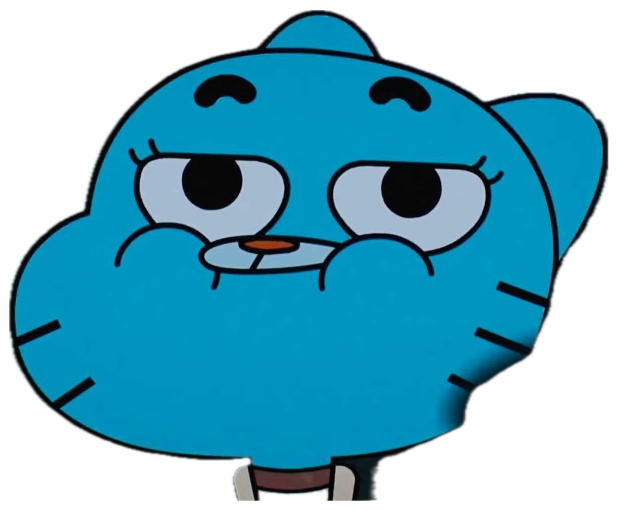 Blue cartoon cat with half-lidded eyes wearing a flat, unimpressed look sticker