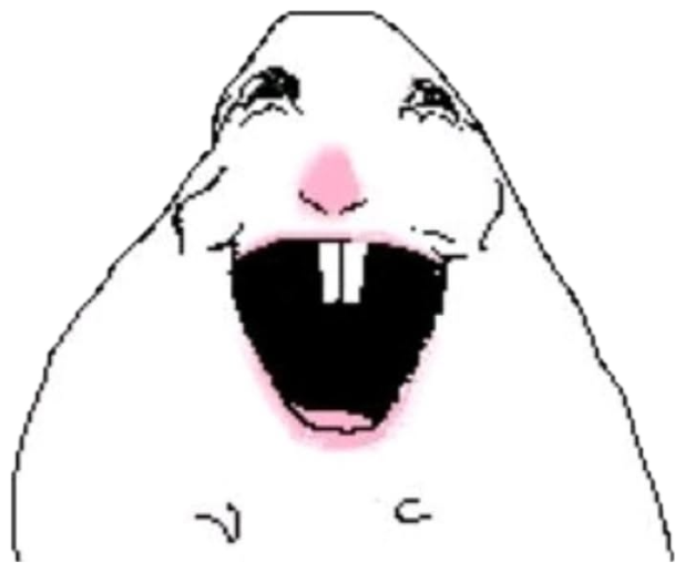 Wojak-style meme face screaming with mouth wide open and pink blush, full yell mode sticker