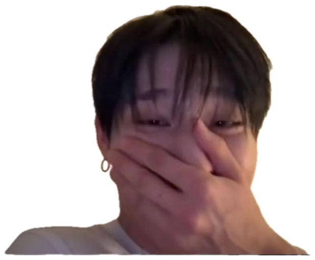 Young man covering his mouth with his hand, laughing shyly sticker