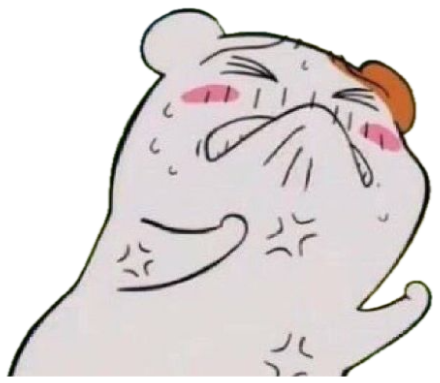 Cartoon hamster-like creature blushing hard and covering its face in teary embarrassment sticker