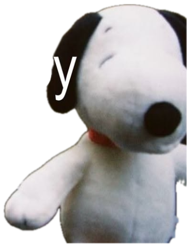 Snoopy plush smiling by a mossy waterfall with the word 'happy' over it sticker