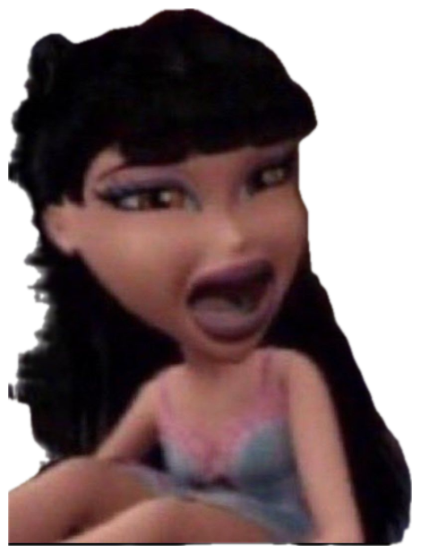 Bratz doll character with mouth gaping wide open in a dramatic scream sticker