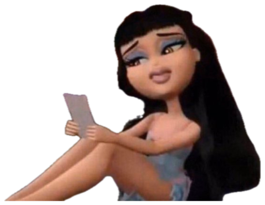 Bratz-style doll reading a note with a judging look captioned 'thaaat shoulda stayed in the drafts boo' sticker