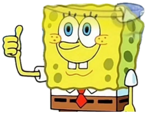 SpongeBob giving a cheerful thumbs-up with a smug, mocking ghost of himself behind sticker