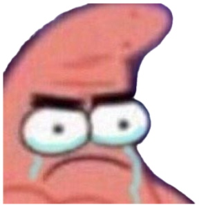 Patrick Star close-up with watery eyes and a deep frown, absolutely devastated sticker