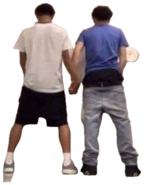 Two guys holding hands at the urinals, not quite the usual bathroom situation sticker