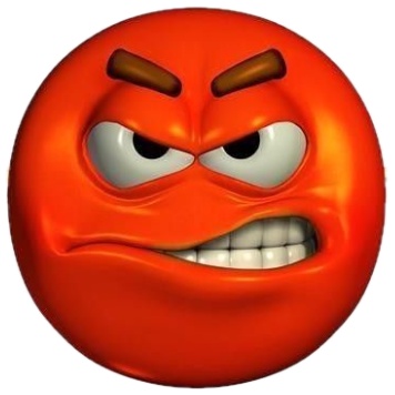 Red 3D emoticon gritting its teeth with steam blasting out of both ears sticker
