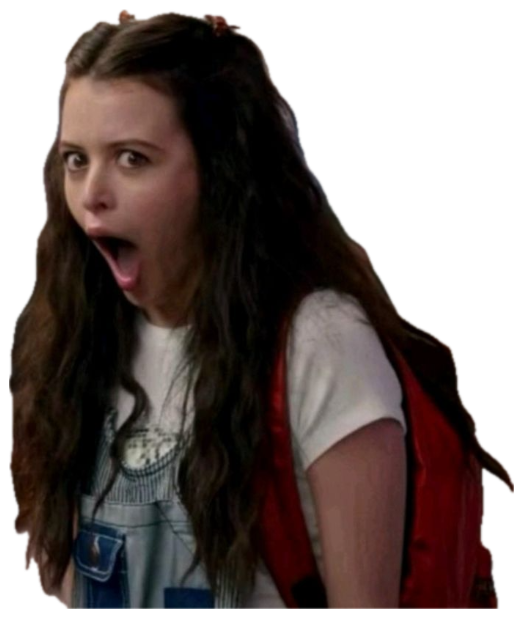 Teen girl in a school hallway with her mouth wide open in dramatic shock sticker