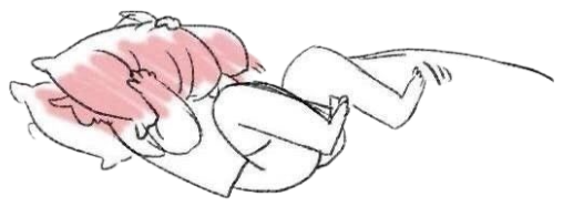 Cartoon sketch of a person screaming into a pillow in bed, captioned '[MUFFLED SCREAMING]' sticker