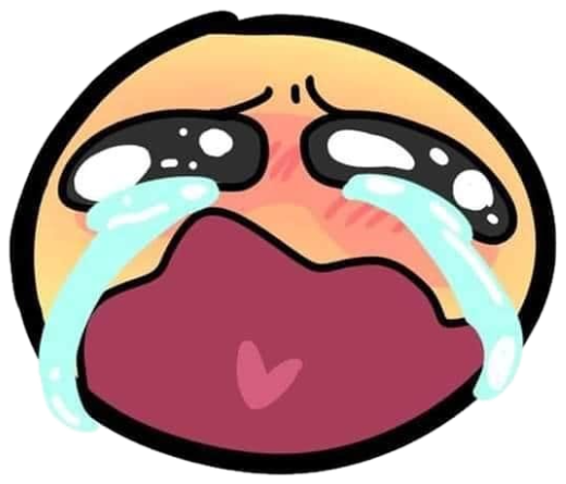 Cartoon round face sobbing dramatically with huge tears and a massive pout sticker